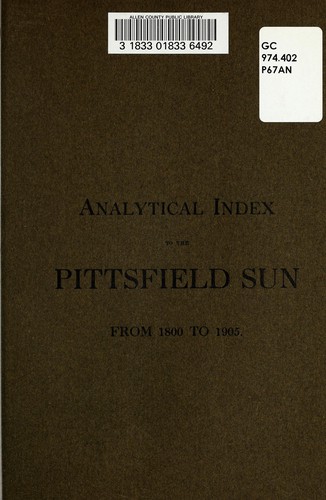 Analytical index to the Pittsfield sun from 1800 to 1905