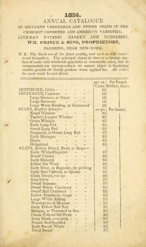 Annual catalogue of esculent vegetable and other seeds of the choicest American and imported varieties