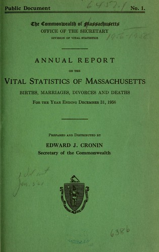 Annual report - vital statistics of Massachusetts. (title varies)