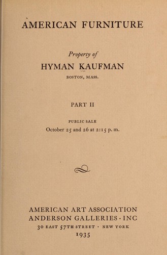 Antique American furniture of New England and Pennsylvania origin; Part II
