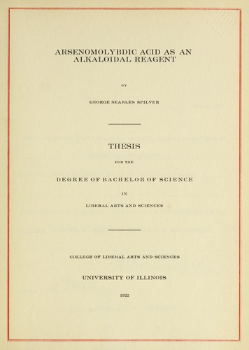 Arsenomolybdic acid as an alkaloidal reagent