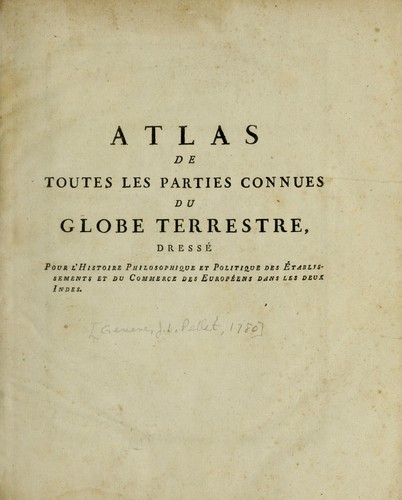 Atlas de toutes les parties connues du globe terrestre