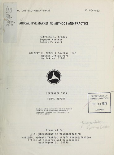 Automotive marketing methods and practice
