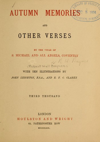 Autumn memories and other verses