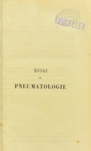 Essai de pneumatologie médicale