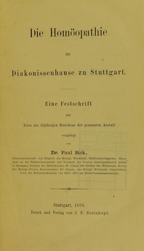 Die Homöopathie am Krankenbette erprobt