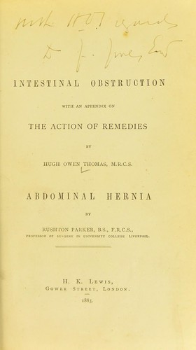 Intestinal obstruction with an appendix on the action of remedies