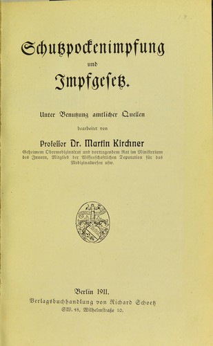 Schutzpockenimpfung und Impfgesetz