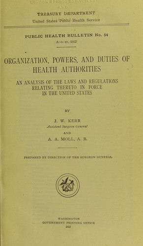 Organization, powers, and duties of health authorities