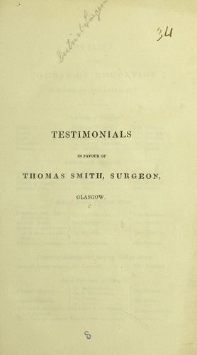 Testimonials in favour of Thomas Smith, Surgeon, Glasgow