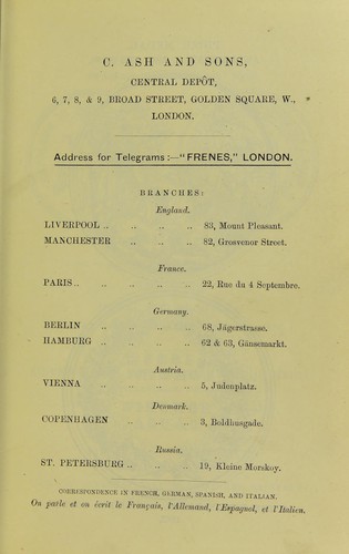 Catalogue of artificial teeth, precious metals, stoppings, dental rubbers, furniture, instruments, laboratory apparatus, tools and sundries manufactured, imported, and sold by Claudius Ash & Sons, 6, 7, 8, & 9, Broad Street, Golden Square, London