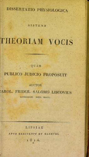 Dissertatio physiologica sistens theoriam vocis