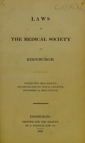 Laws of the Medical Society of Edinburgh