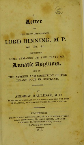 A letter to the Right Honourable Lord Binning, M.P. &c. &c. &c