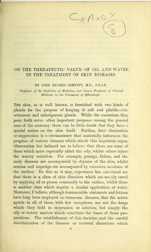 On the therapeutic value of oil and water in the treatment of skin diseases