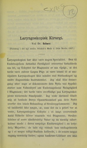 Laryngoskopisk Kirurgi