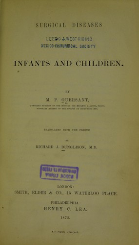 Surgical diseases of infants and children