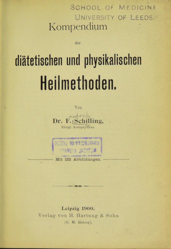 Kompendium der diätetischen und physikalischen Heilmethoden