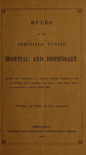 Rules of the Sheffield Public Hospital and Dispensary