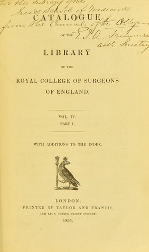 Catalogue of the library of the Royal College of Surgeons of England