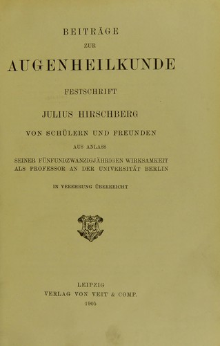 Beiträge zur Augenheilkunde