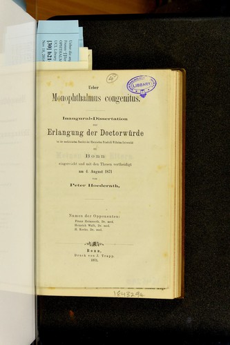 Ueber monophthalmus congenitus