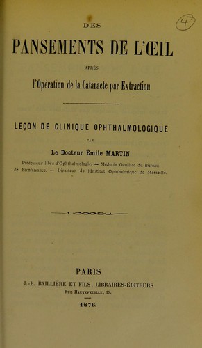 Des pansements de l'oeil aprés l'opération de la cataracte par extraction