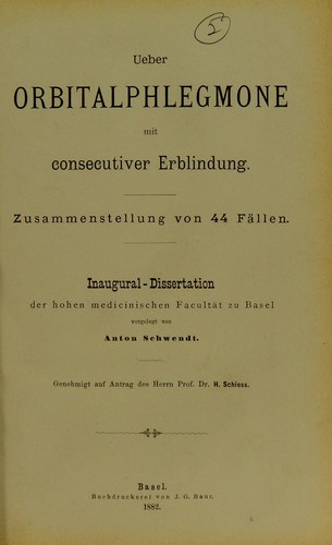 Ueber Orbitalphlegmone mit consecutiver Erblindung