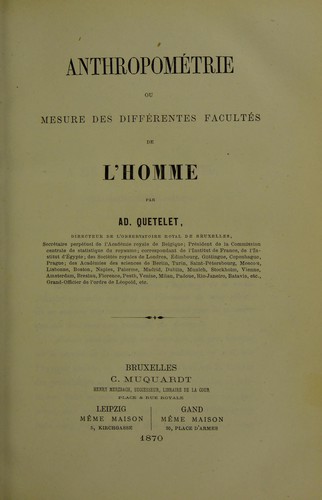 Anthropométrie, ou, Mesure des différentes facultés de l'homme