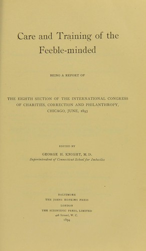Care and training of the feeble-minded