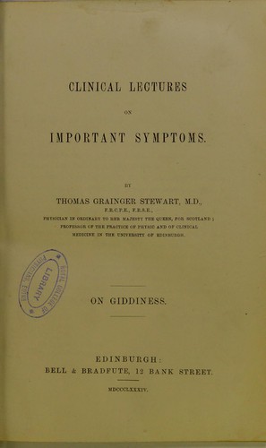 Clinical lectures on important symptoms. On giddiness
