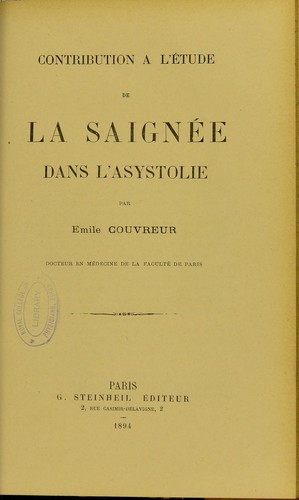 Contribution a l’étude de la saignée dans l’asystolie