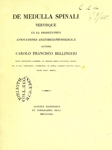 De medulla spinali nervisque ex ea prodeuntibus annotationes anatomico-physiologicae