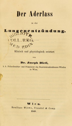 Der Aderlass in der Lungenentzündung