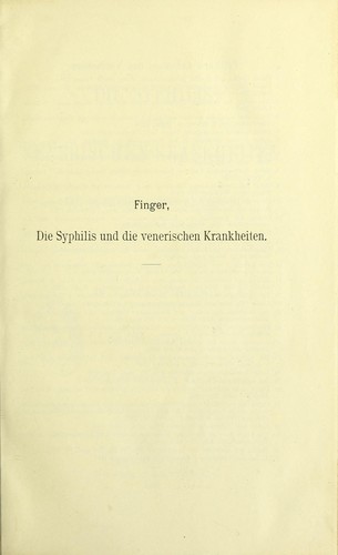 Die Syphilis und die venerischen Krankheiten