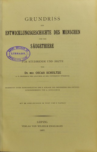 Grundriss der Entwicklungsgeschichte des Menschen und der Säugethiere