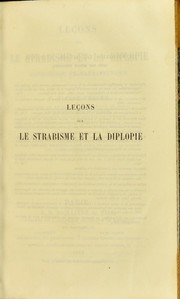 Leçons sur le strabisme et la diplopie pathogénie et thérapeutique