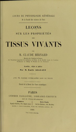 Lecons sur les proprietes des tissus vivants