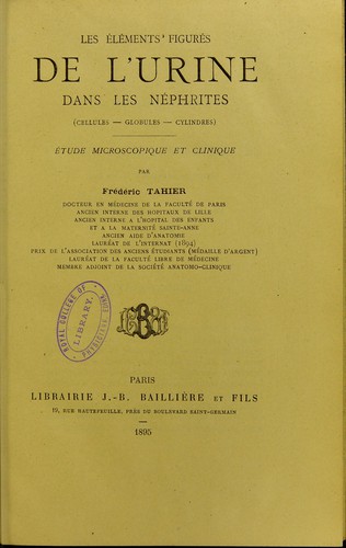 Les éléments figurés de l’urine dans les néphrites,