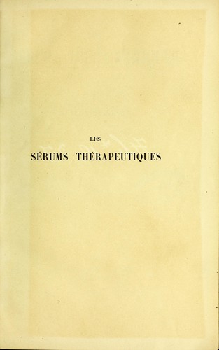 Les sérums thérapeutiques