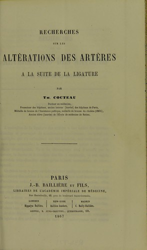 Recherches sur les altérations des artères à la suite de la ligature
