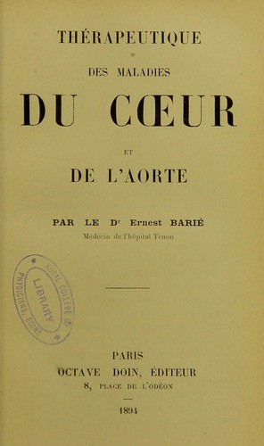 Thérapeutique des maladies du coeur et de l'aorte