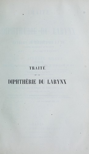 Traité de la dipthérie du larynx