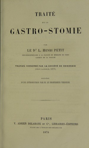 Traité de la gastro-stomie