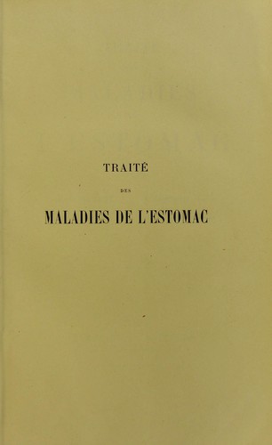Traité des maladies de l'estomac