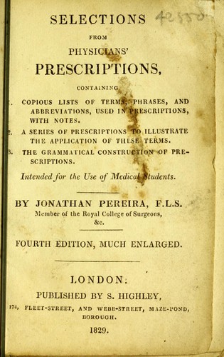 Selections from physicians' prescriptions