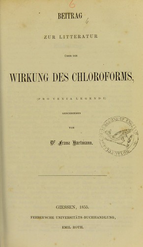 Beitrag zur Litteratur über die Wirkung des Chloroforms