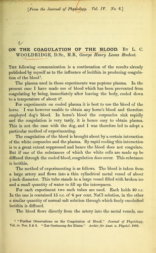 On the coagulation of the blood