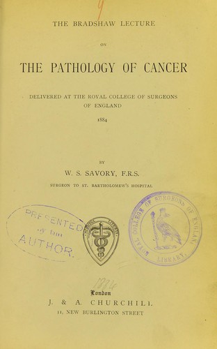 The Bradshaw lecture on the pathology of cancer