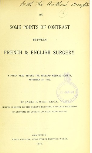 On some points of contrast between French & English surgery